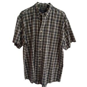 American Eagle Mens Top Size M Plaid Short Sleeve Buttonup 100% Cotton 48" Chest